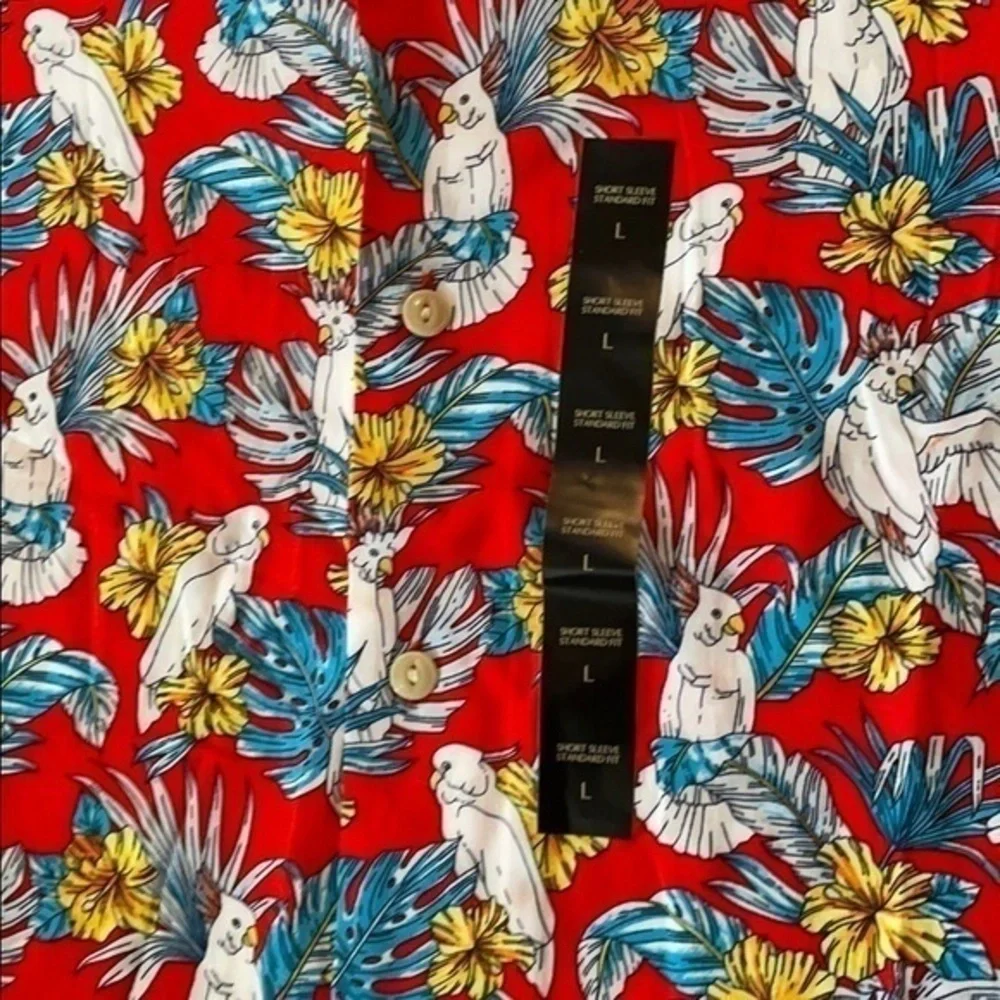 Banana Republic Tropical Casual Coastal Beach Print Parrot Button Down Shirt NWT